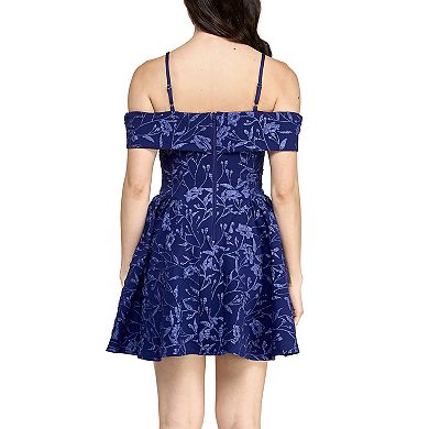 Juniors' Maison Tara Jacquard Drop-Waist Fit & Flare Dress