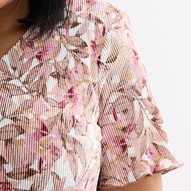 Plus Size Studio Connection Short Sleeve Pleated Dress