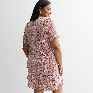 Plus Size Studio Connection Short Sleeve Pleated Dress
