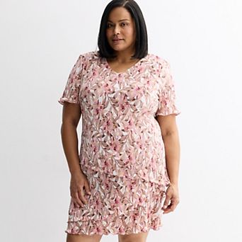 Plus Size Studio Connection Short Sleeve Pleated Dress