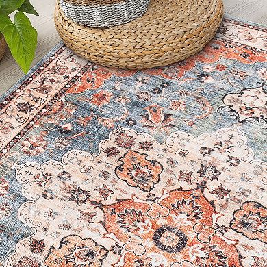 World Rug Gallery Traditional Distressed Washable Non-Slip Rug