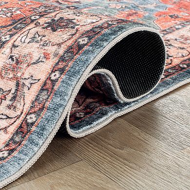 World Rug Gallery Traditional Distressed Washable Non-Slip Rug