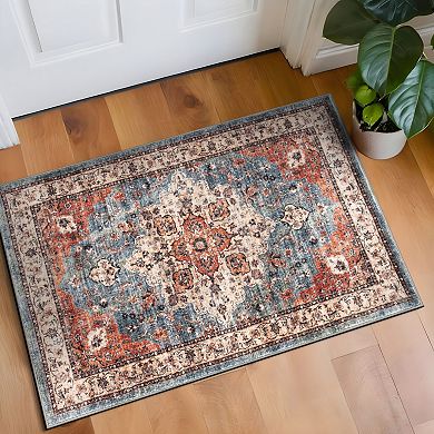 World Rug Gallery Traditional Distressed Washable Non-Slip Rug