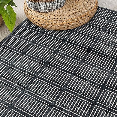 World Rug Gallery Bohemian Stripe Lines Washable Non-Slip Rug