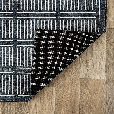 World Rug Gallery Bohemian Stripe Lines Washable Non-Slip Rug