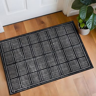 World Rug Gallery Bohemian Stripe Lines Washable Non-Slip Rug