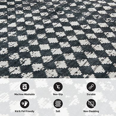 World Rug Gallery Geometric Distressed Abstract Washable Non-Slip Rug