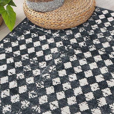 World Rug Gallery Geometric Distressed Abstract Washable Non-Slip Rug