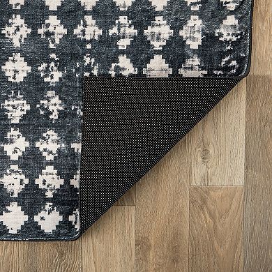 World Rug Gallery Geometric Distressed Abstract Washable Non-Slip Rug