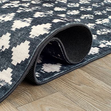 World Rug Gallery Geometric Distressed Abstract Washable Non-Slip Rug