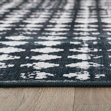 World Rug Gallery Geometric Distressed Abstract Washable Non-Slip Rug