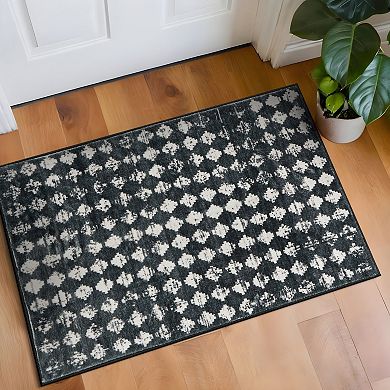 World Rug Gallery Geometric Distressed Abstract Washable Non-Slip Rug