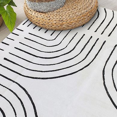 World Rug Gallery Bohemian Lines Washable Non-Slip Rug