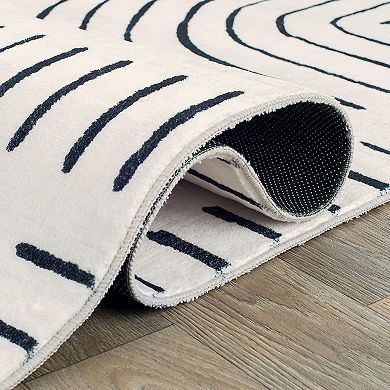 World Rug Gallery Bohemian Lines Washable Non-Slip Rug
