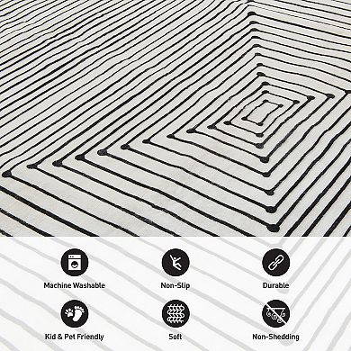 World Rug Gallery Bohemian Stripes Washable Non-Slip Rug