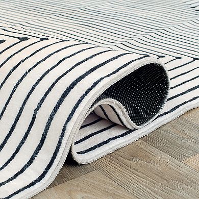 World Rug Gallery Bohemian Stripes Washable Non-Slip Rug