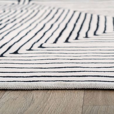 World Rug Gallery Bohemian Stripes Washable Non-Slip Rug