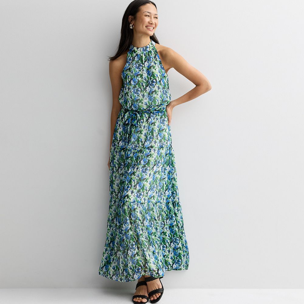 donna ricco maxi dress Donna Ricco Women's Printed Tie-Shoulder Maxi Dress