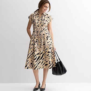 Women's Donna Ricco V-Neck Printed Shirt Dress