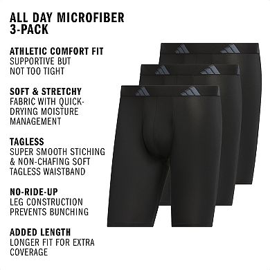 Men's adidas All Day Microfiber 3-pk. Long Boxer Brief