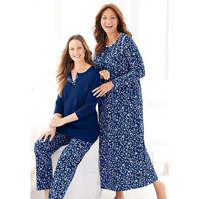 Dreams & Co. Plus Size Floral Knit Gown