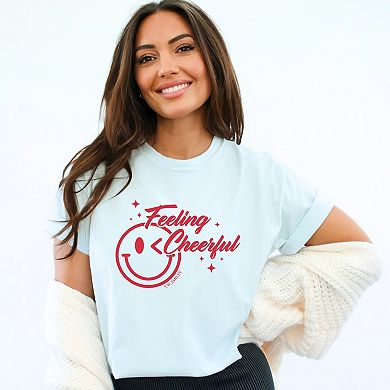 S.W.Smiley Feeling Cheerful Sparkle - Women's Garment Dyed Graphic T-Shirt