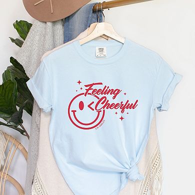 S.W.Smiley Feeling Cheerful Sparkle - Women's Garment Dyed Graphic T-Shirt