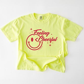 S.W.Smiley Feeling Cheerful Sparkle - Women's Garment Dyed Graphic T-Shirt