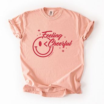 S.W.Smiley Feeling Cheerful Sparkle - Women's Garment Dyed Graphic T-Shirt