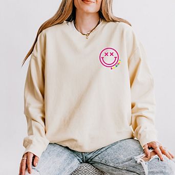 S.W.Smiley Simple Wink Bold - Women's Lightweight Garment Dyed Sweatshirt