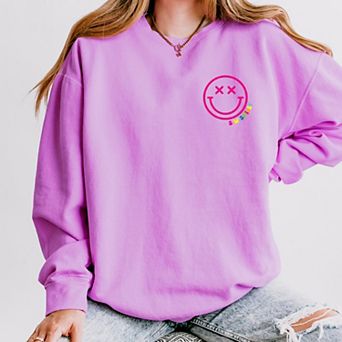 S.W.Smiley Simple Wink Bold - Women's Lightweight Garment Dyed Sweatshirt