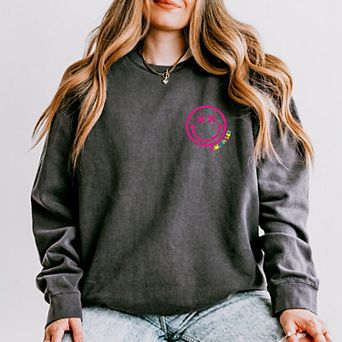 S.W.Smiley Simple Wink Bold - Women's Lightweight Garment Dyed Sweatshirt