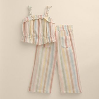 Girls 4-12 Little Co. by Lauren Conrad 2 pc Woven Ruffle Tie Tank & Pants Set