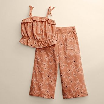 Girls 4-12 Little Co. by Lauren Conrad 2 pc Woven Ruffle Tie Tank & Pants Set