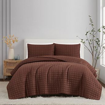 Brooklyn 3 pc Loom Solid Linen Quilt Set