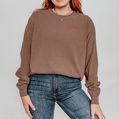 Simply Sage Market Embroidered Love Typewriter Mini Garment Dyed Long Sleeve