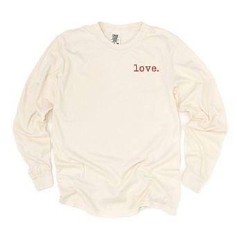 Simply Sage Market Embroidered Love Typewriter Mini Garment Dyed Long Sleeve