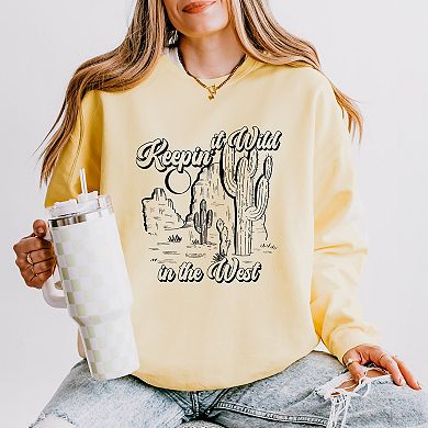 Simply Sage Market Keepin It Wild In The West Lightweight Garment Dyed Sweatshirt
