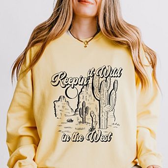 Simply Sage Market Keepin It Wild In The West Lightweight Garment Dyed Sweatshirt