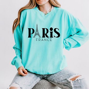 Simply Sage Market Paris France Eiffel Tower Lightweight Garment Dyed Sweatshirt