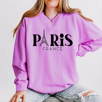 Simply Sage Market Paris France Eiffel Tower Lightweight Garment Dyed Sweatshirt