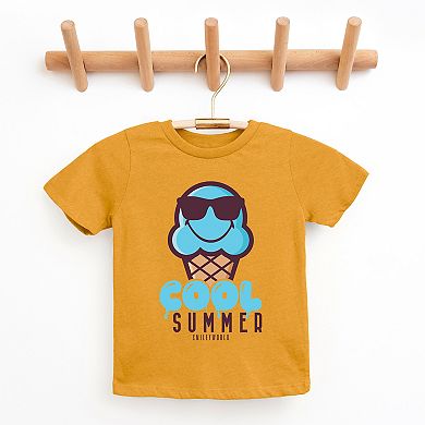 SmileyWorld Cool Summer Ice Cream Blue - Youth Short Sleeve Graphic T-Shirt