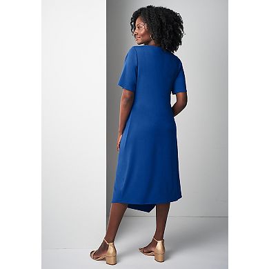 Jessica London Women's Plus Size Flutter Sleeve Midi Dress