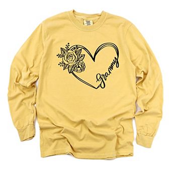 Simply Sage Market Grammy Heart Outline Garment Dyed Long Sleeve