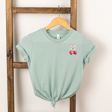 The Juniper Shop Coquette Strawberry Watercolor Youth Short Sleeve Tee