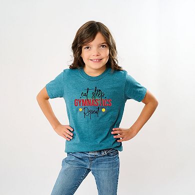 The Juniper Shop Eat Sleep Gymnastics Repeat Youth Short Sleeve Tee