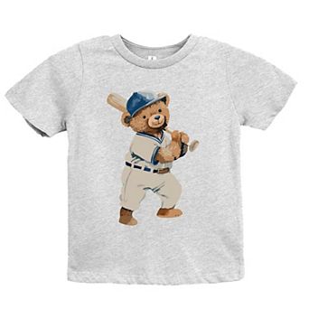 The Juniper Shop Watercolor Baseball Bear Youth Short Sleeve Tee
