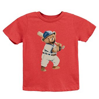 The Juniper Shop Watercolor Baseball Bear Youth Short Sleeve Tee