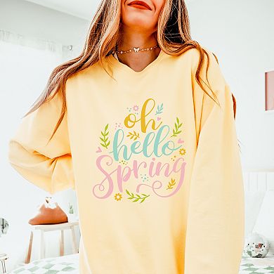 Simply Sage Market Oh Hello Spring Lightweight Garment Dyed Sweatshirt
