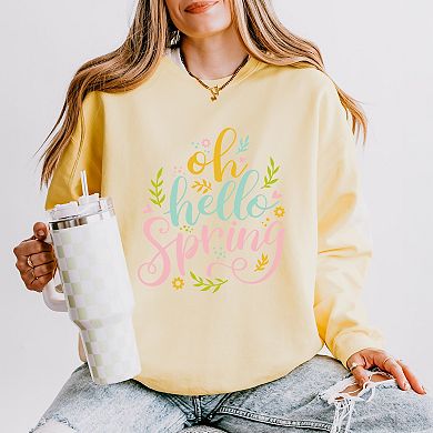 Simply Sage Market Oh Hello Spring Lightweight Garment Dyed Sweatshirt